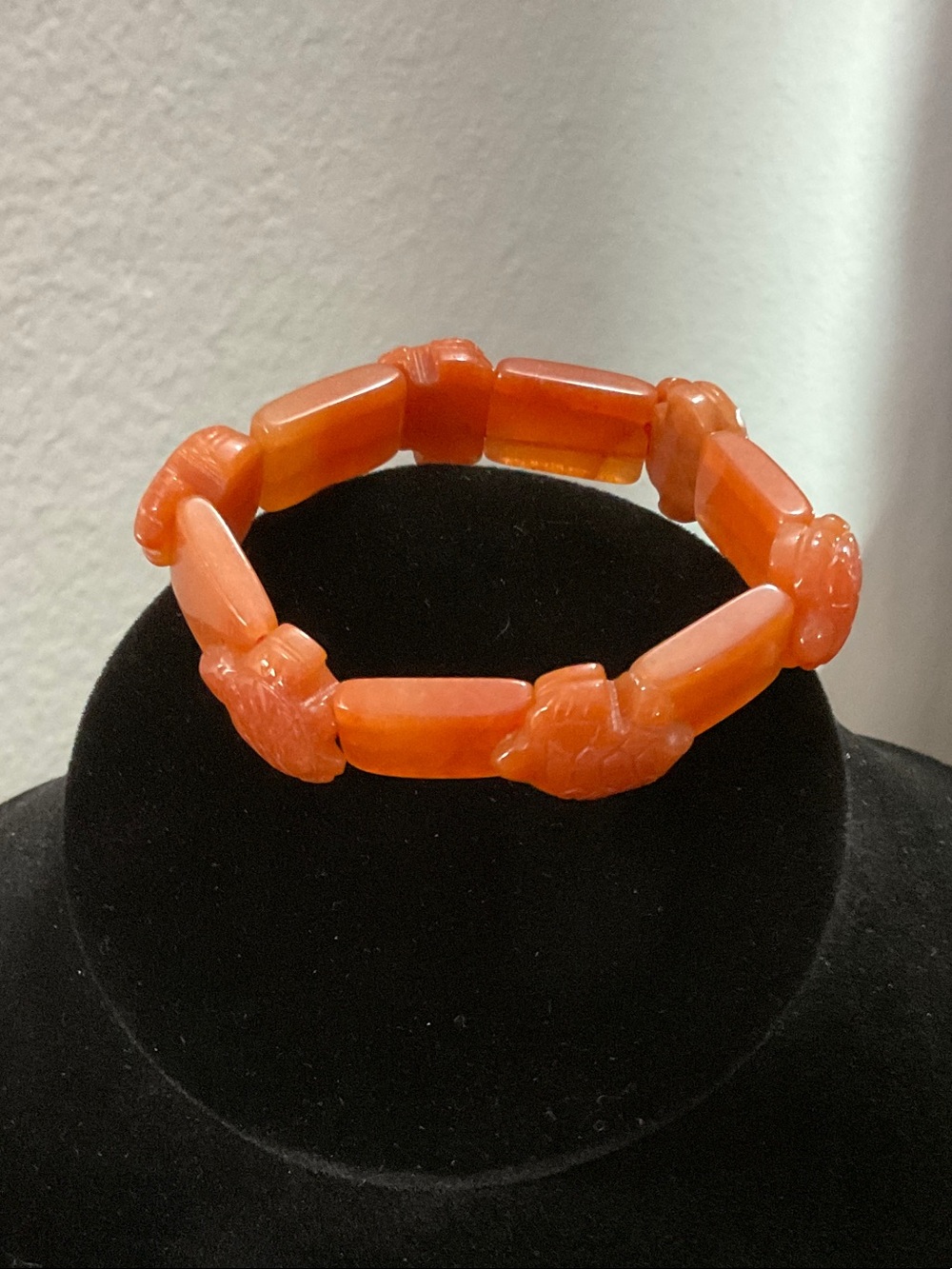 Orange Jade Stretch Bracelet - Women's Fashion Jewelry